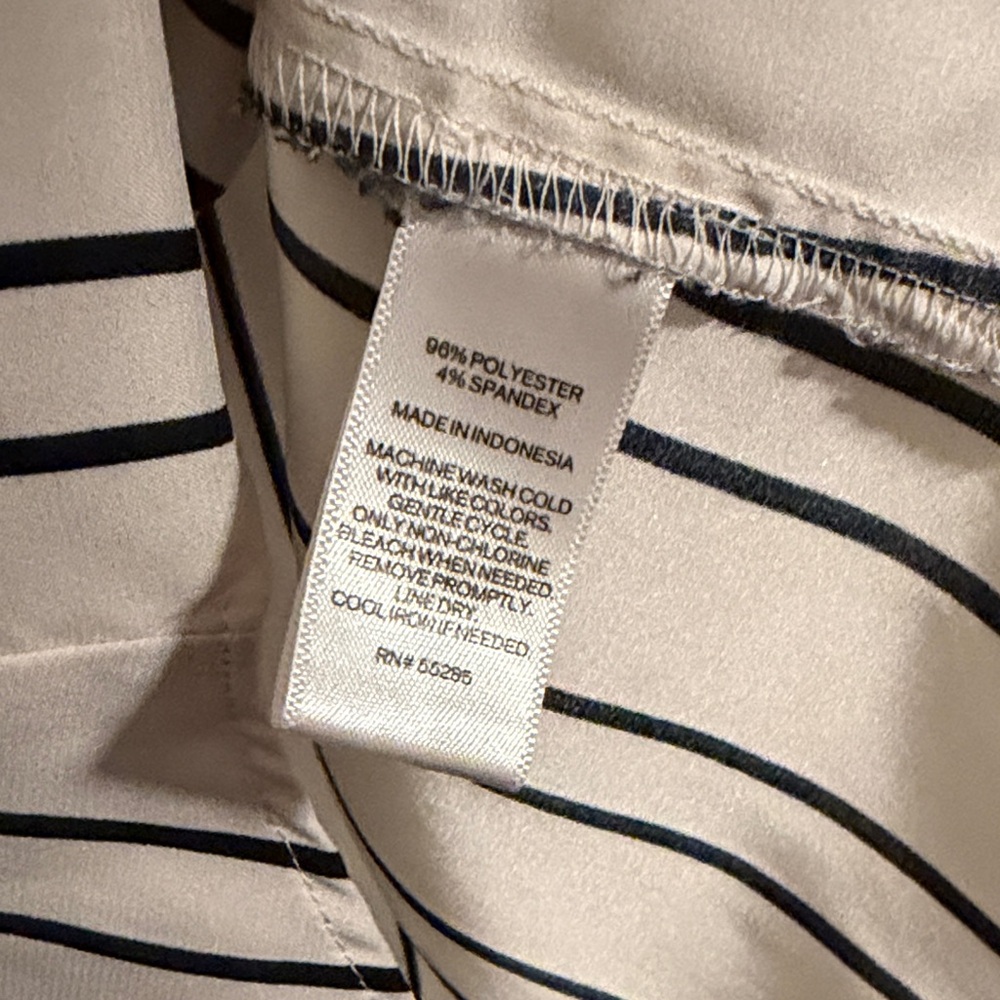 Express Women's Black and Cream Striped Blouse - Picture 3 of 4